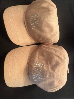 Rae Dunn Peach Embroidered Cotton Baseball Cap Mama/Mini